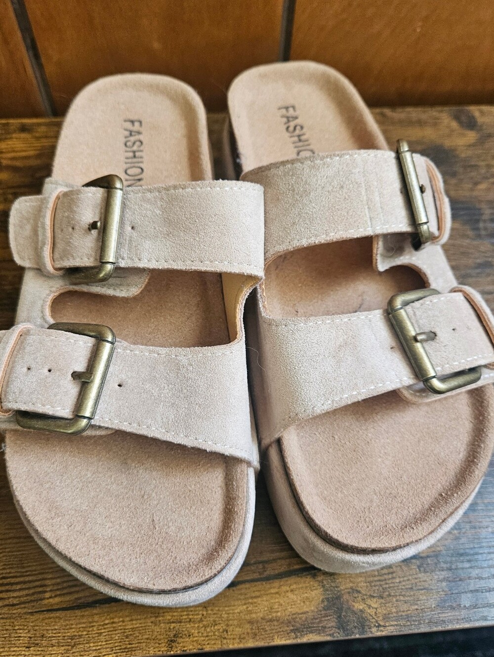 Suede Double-Buckle Women's Platform Studded Sandals NEW!